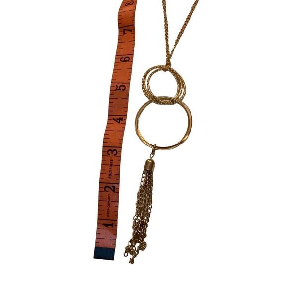 Vintage Gold Tone Tassle Dangling Chain Necklace Valentines Anniversary y2k Jewe - Picture 5 of 5